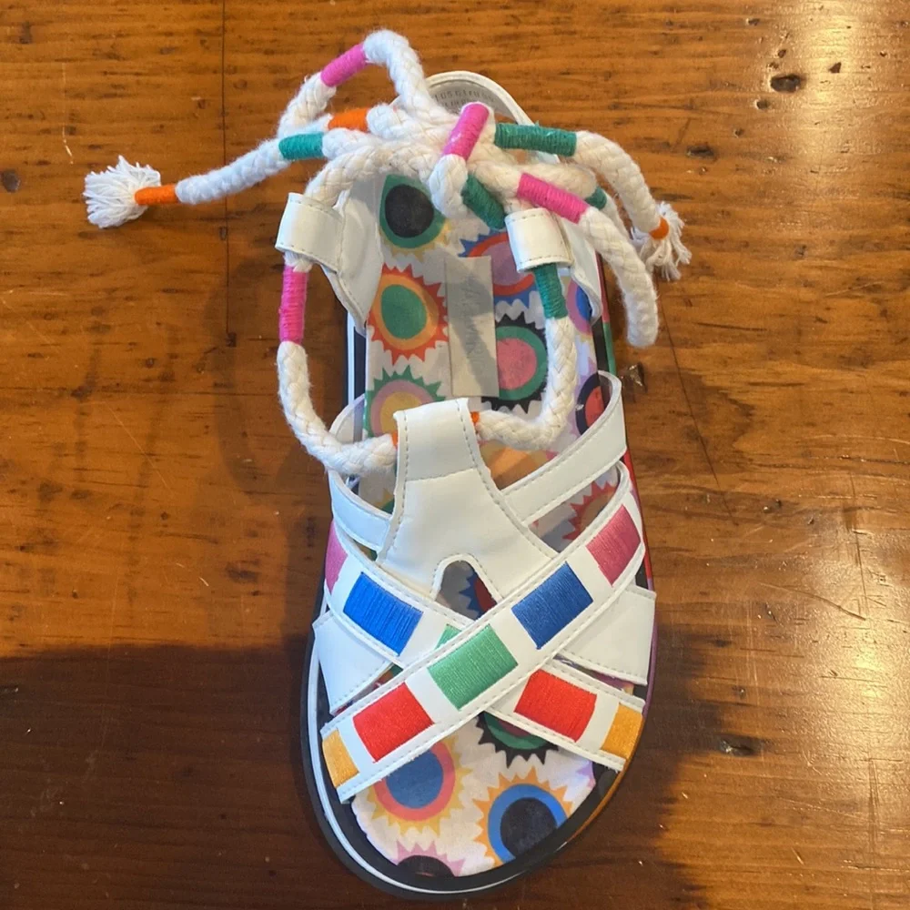 Farm Rio off white sunset anatomic sandal with back tie multi colored size 6 - Picture 7 of 16